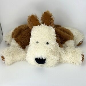 VTG Jellycat Large Laying Dog Plush Cream Brown Floppy Stuffed Animal 14" Retire